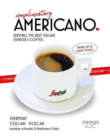 Complimentary Americano at Pasa Deli